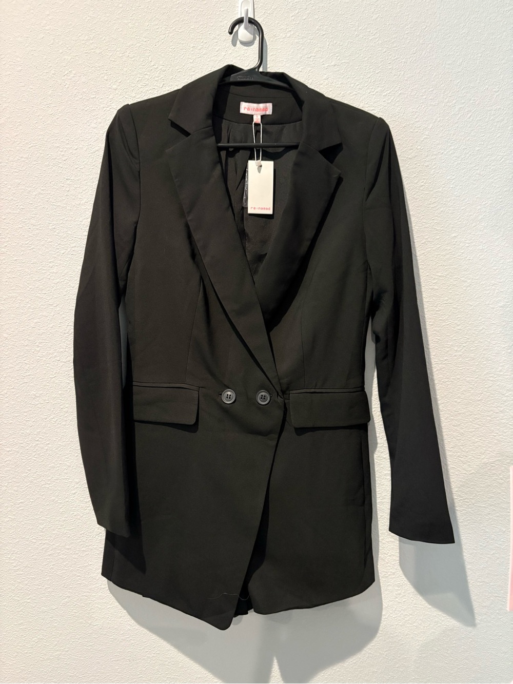 re:named Black Double-Breasted Tailored Romper Blazer